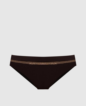 Brunello Cucinelli Коричневі трусики від купальника з ланцюжком моніль MQ965VS599