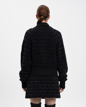 Balmain Черная твидовая куртка с коноплей FF0TE200KJ16
