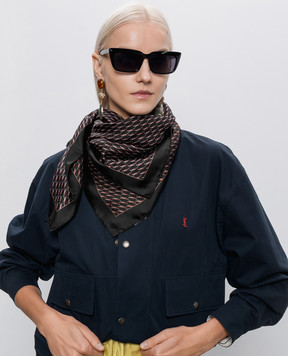 Saint Laurent Чорна хустка із шовку в принт A001LC3Y001