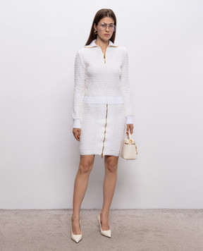 Balmain Твидовый джемпер цвета айвори с шерстью HF1KJ070KK12