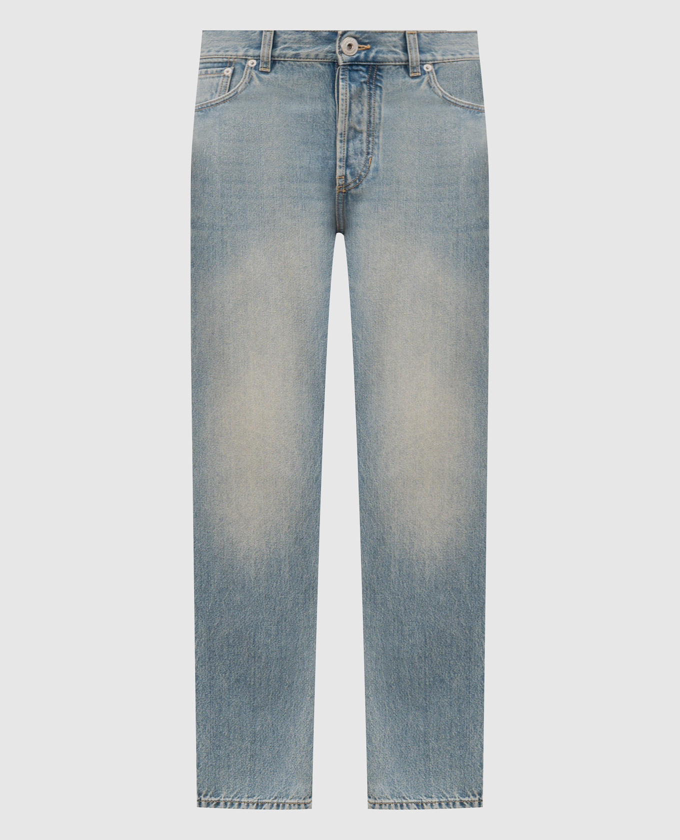 

Голубые джинсы с патчем логотипа, Голубой, Прямые джинсы