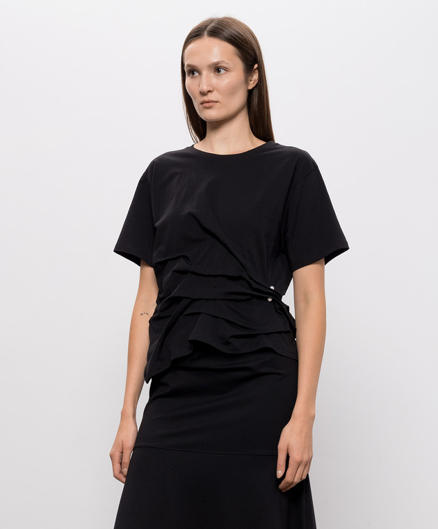 Twinset Черная футболка с драпировкой 262LI2XEE изображение 3