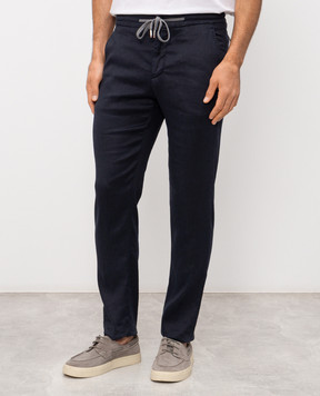 Marco Pescarolo Сині штани з льоном CARACCIOLO5302