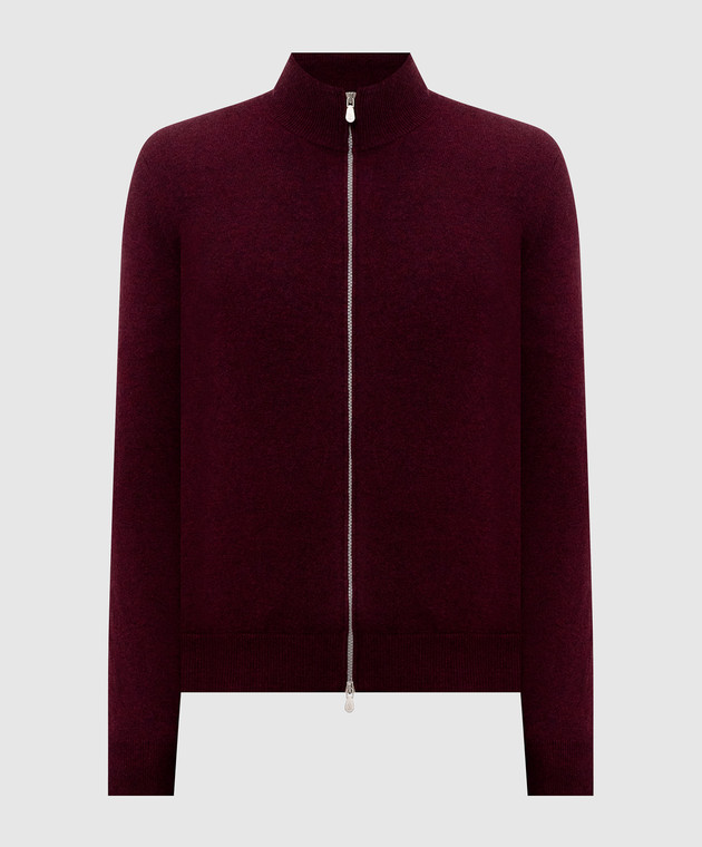 Brunello Cucinelli Кардиган бордового кольору з кашеміру M2200106
