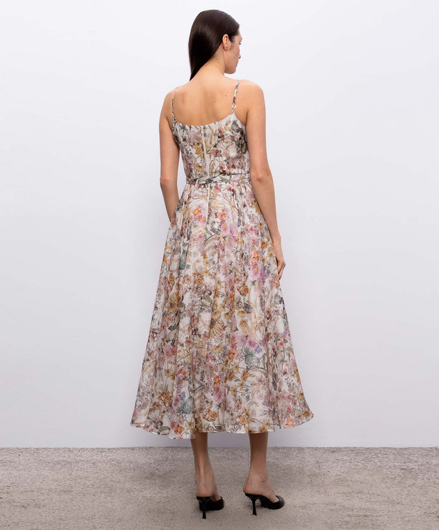 Nissa Бежевое платье миди из льна и шелка RC16502 изображение 4