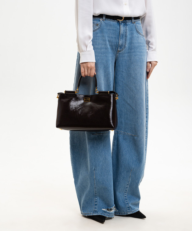 Dolce&Gabbana Коричневая кожаная сумка Vittoria BB7896AZ000 изображение 2