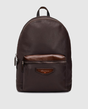 Santoni Коричневий шкіряний рюкзак з логотипом UIBBA3131TRAPMN