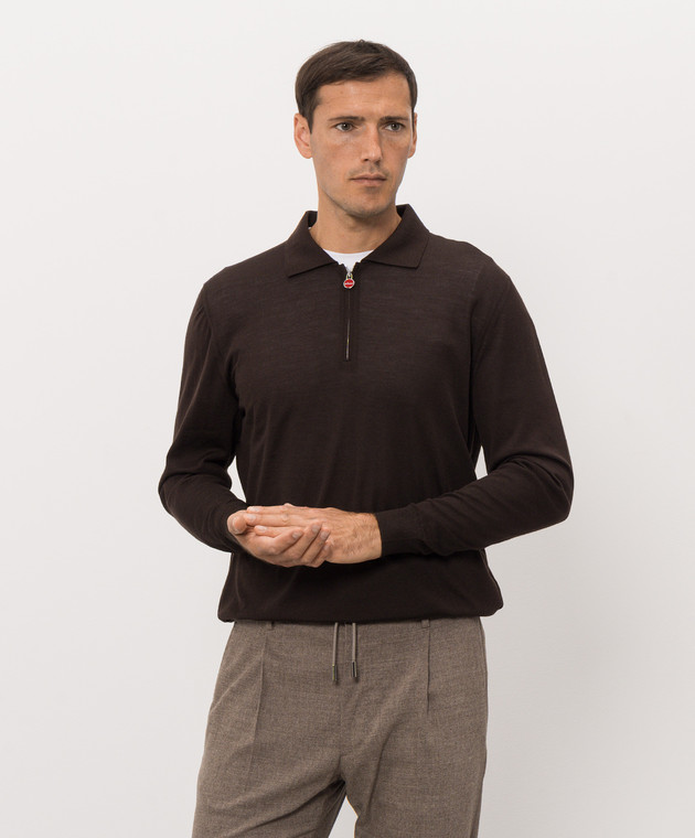 Kiton Коричневе поло з вовни UMK0493 зображення 3