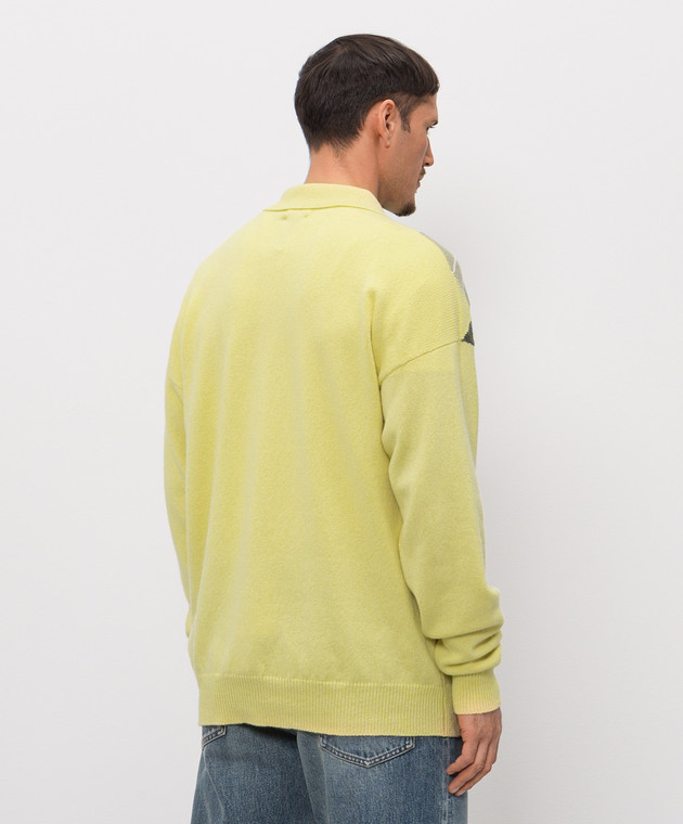 JW Anderson Желтый свитер из шерсти с геометрическим узором KW1487YN0470 изображение 4