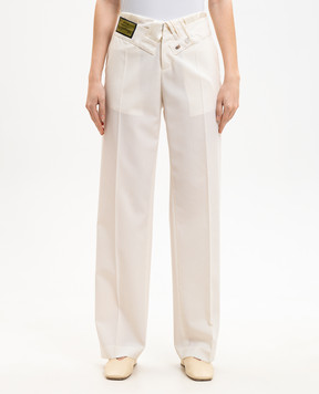 Maison Margiela MM6 Штани кольору айворі з вовною з відворотом S52KA0559M35436