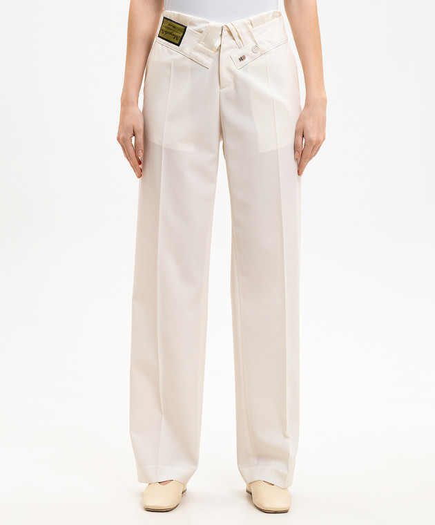Maison Margiela MM6 Штани кольору айворі з вовною з відворотом S52KA0559M35436 зображення 3