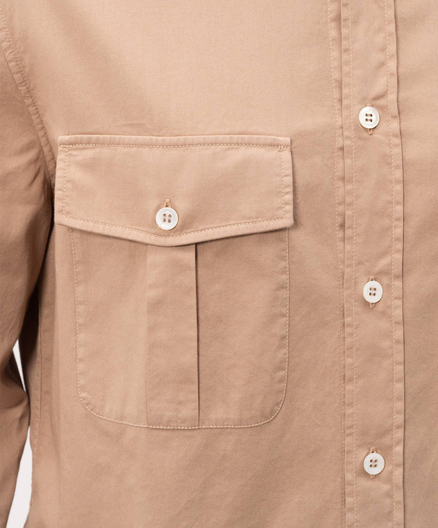 Brunello Cucinelli Бежевая рубашка из хлопка MA6710628P изображение 4