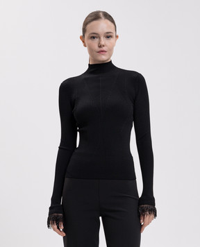 Twinset Черный топ с бахромой 262TT3080