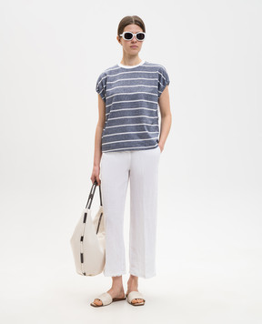 Peserico Синяя футболка с леном в полоску S06411J003028