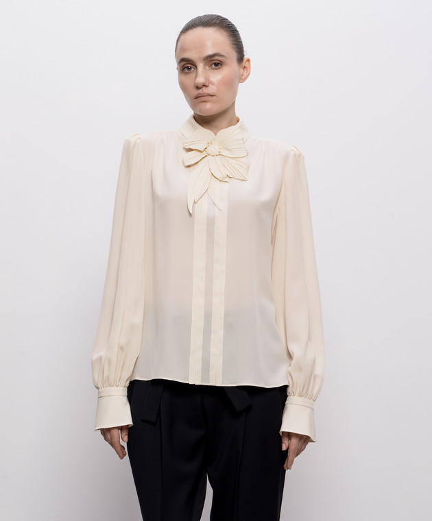 Valentino Бежева блуза із шовку 8B0AEBX021B зображення 3