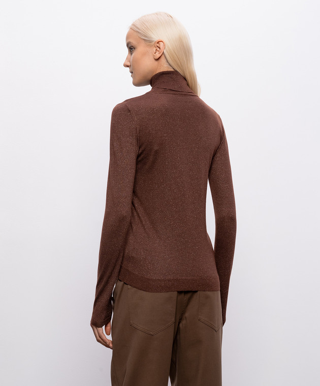 Brunello Cucinelli Коричневий гольф з кашеміром та шовком з люрексом M41800063P зображення 4