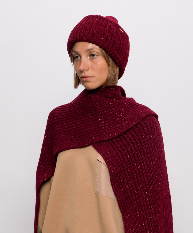 Twinset Бордовая шапка с люрексом 262TA4620 изображение 2