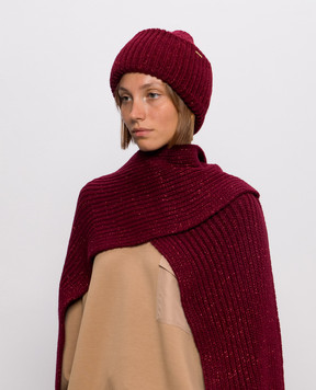 Twinset Бордовая шапка с люрексом 262TA4620