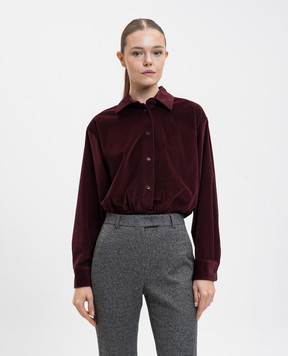 Max Mara Бордове вельветове боді Fertile в стилі сорочки FERTILE