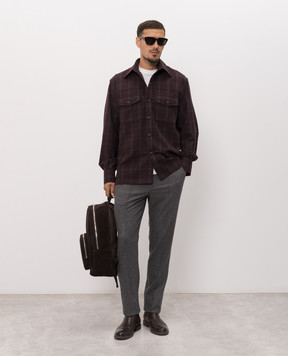 ISAIA Бордова сорочка в клітинку OSH01798158