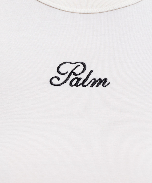 Palm Angels Майка цвета айвори с вышивкой логотипа PAWAC006JR001 изображение 5