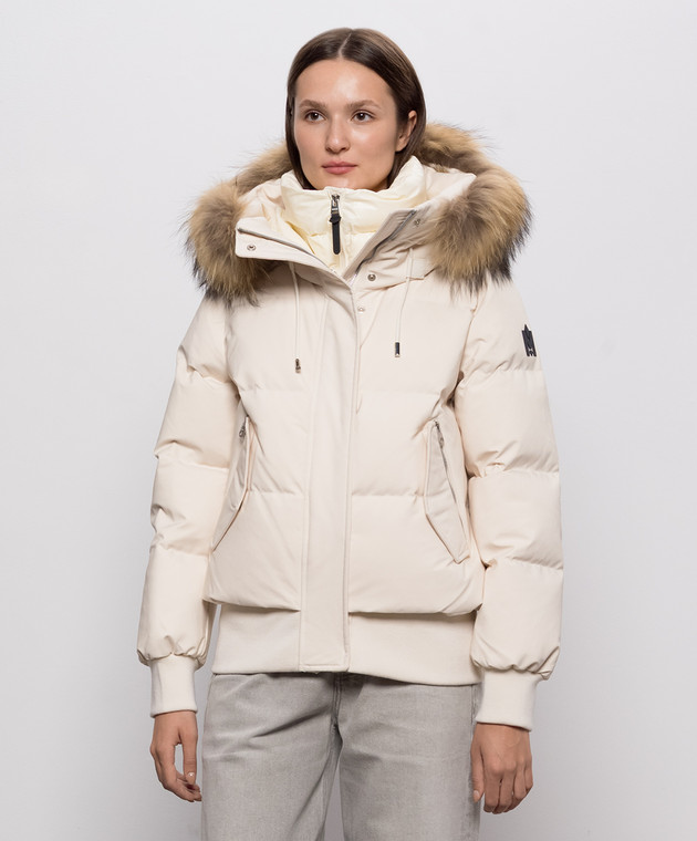 Mackage Бежевая пуховая куртка NEFI-F с мехом енота NEFIF изображение 3