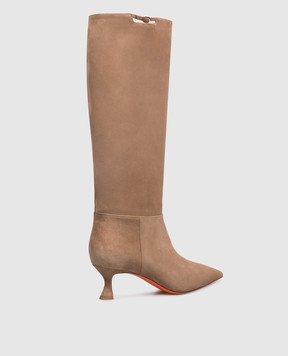 Santoni Бежевые замшевые сапоги WSIS72427HI2NHZW