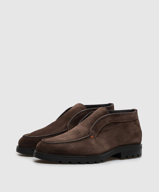 Santoni Коричневые замшевые дезерты на меху MGDC17823NEOASEY изображение 2