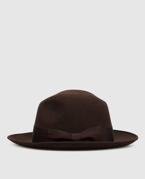 Loro Piana Коричневий капелюх з вовни кролика та кашеміру з бантом FAO5332wsh