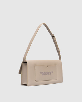 Off-White Бежева шкіряна сумка Jitney 1.0 OWNN172S26LEA001