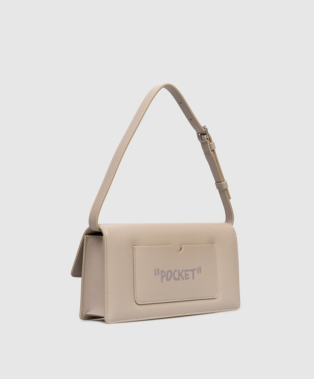 Off-White Бежева шкіряна сумка Jitney 1.0 OWNN172S26LEA001 зображення 3