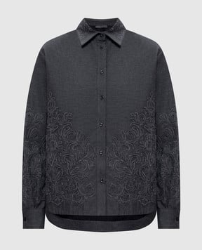 Ermanno Scervino Life Серая рубашка с вышивкой D474K303XQH