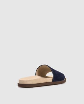 Brunello Cucinelli Сині замшеві шльопанці MZUSOLY236