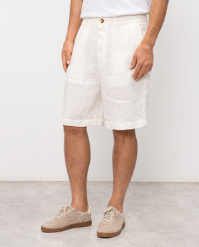 Brunello Cucinelli Шорти кольору айворі з льону M243DU0065