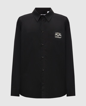 Off-White Черная рубашка с принтом логотипа и эмблемы 44MGE055F26F005