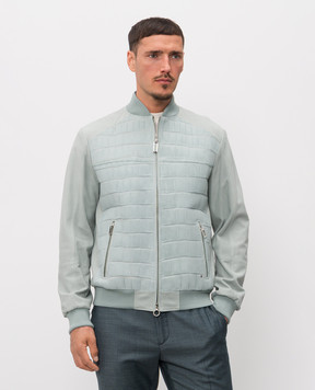 Stefano Ricci Зелений бомбер зі шкірою крокодила SFRM7J6100170MKOTGT