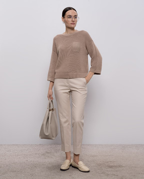 Peserico Коричневий джемпер з ланцюжком моніль A99076F059312B