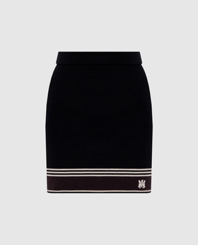 AMIRI Чорна спідниця міні з вовни в рубчик AWBMSK1008