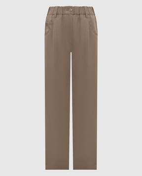 Brunello Cucinelli Коричневі штани з льоном MH126P9148