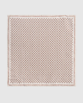 Brunello Cucinelli Бежева двостороння хустка-паше із шовку в принт MX8660091