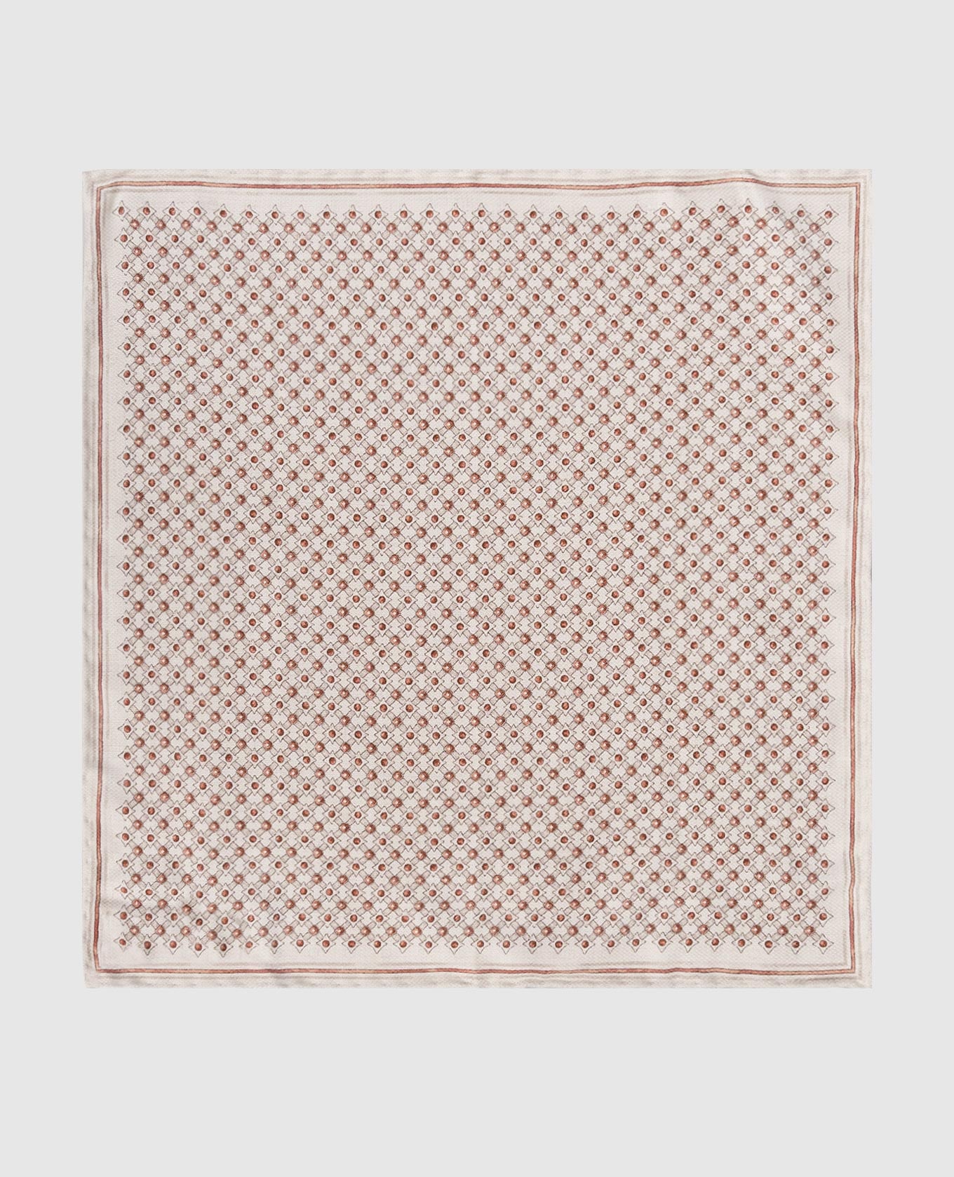 Бежевый двухсторонний платок-паше из шелка в принт