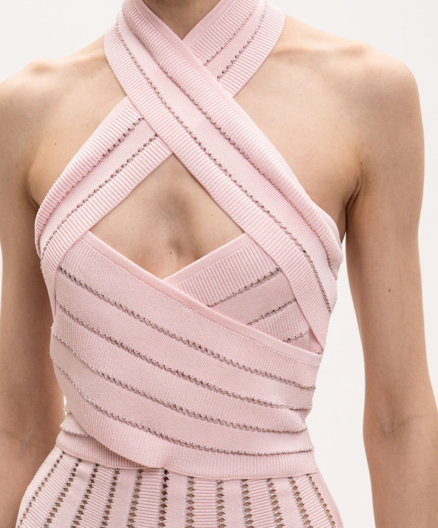 Balmain Рожева сукня міні HF1R5203KK01 зображення 5