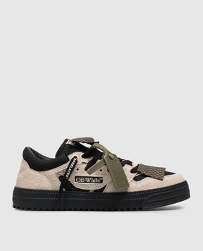 Off-White Бежеві комбіновані кросівки Court 3.0 з нашивками OF05779001