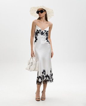 Ermanno Scervino Біла сукня міді з контрастним мереживом D482Q304APXZV