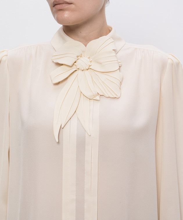 Valentino Бежева блуза із шовку 8B0AEBX021B зображення 5