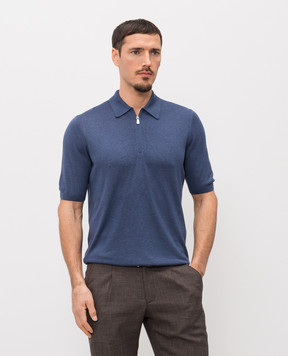 Enrico Mandelli Синее поло из шелка 3K065A5674