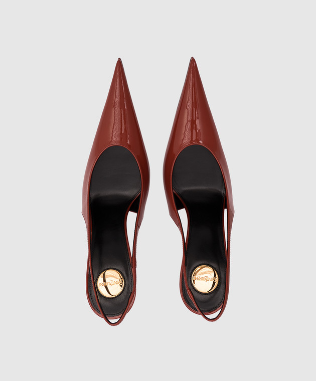 Saint Laurent Терракотовые кожаные лакированные слингбеки GUERMANTES 867184AAD60 изображение 4