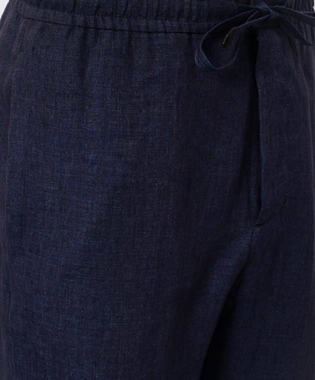 Canali Сині штани з льону AE05958U97003 зображення 5