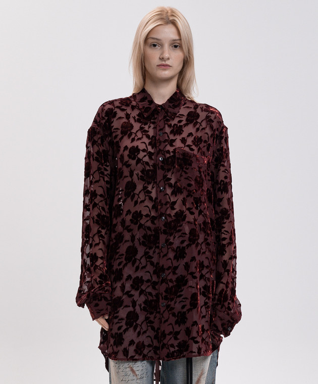 Ann Demeulemeester Бордова блуза Elisabeth з шовком B0010219FA749 зображення 3