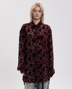 Ann Demeulemeester Бордова блуза Elisabeth з шовком B0010219FA749